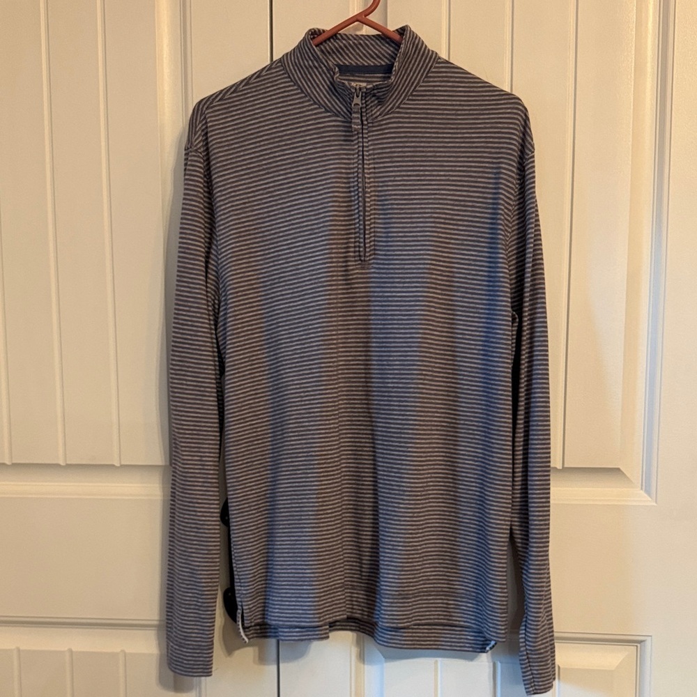 johnnie-O Men's Blue/Gray Med
"Hangin Out" Harvell Quarter-Zip Striped Pullover - Picture 2 of 12